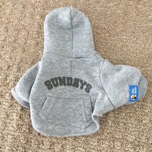 Cozy Gray Dog Hoodie with 'Sundays' Print